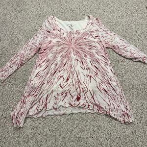 Miraclebody by Miraclesuit Tunic Top Sz XL Firework Red White 3/4 Sleeve